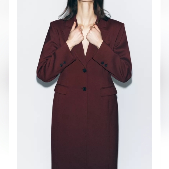 Zara Burgundy Trench Coat - Picture 5 of 13
